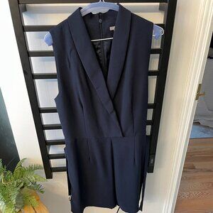 H&M Navy Sleeveless Tuxedo Romper / Tailored Playsuit – Size 14